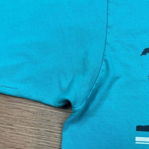 Vintage Shirt Mens Large Blue Santa Barbara California 90s Single Stitch - Picture 6 of 13